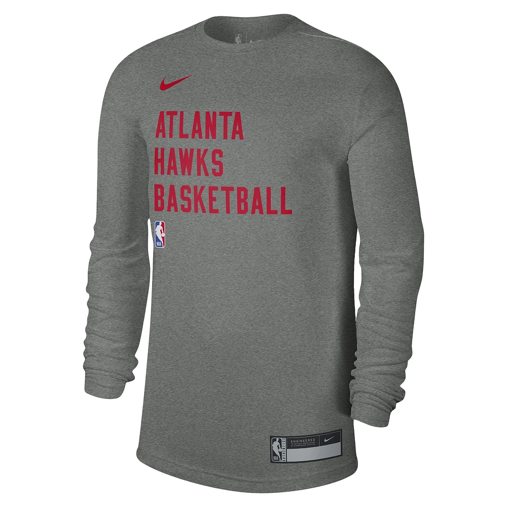 Unisex Nike Heather Gray Atlanta Hawks 2023/24 Legend On-Court Practice Performance Long Sleeve T-Shirt