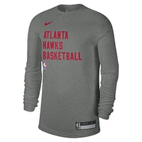 Unisex Nike Heather Gray Atlanta Hawks 2023/24 Legend On-Court Practice Performance Long Sleeve T-Shirt