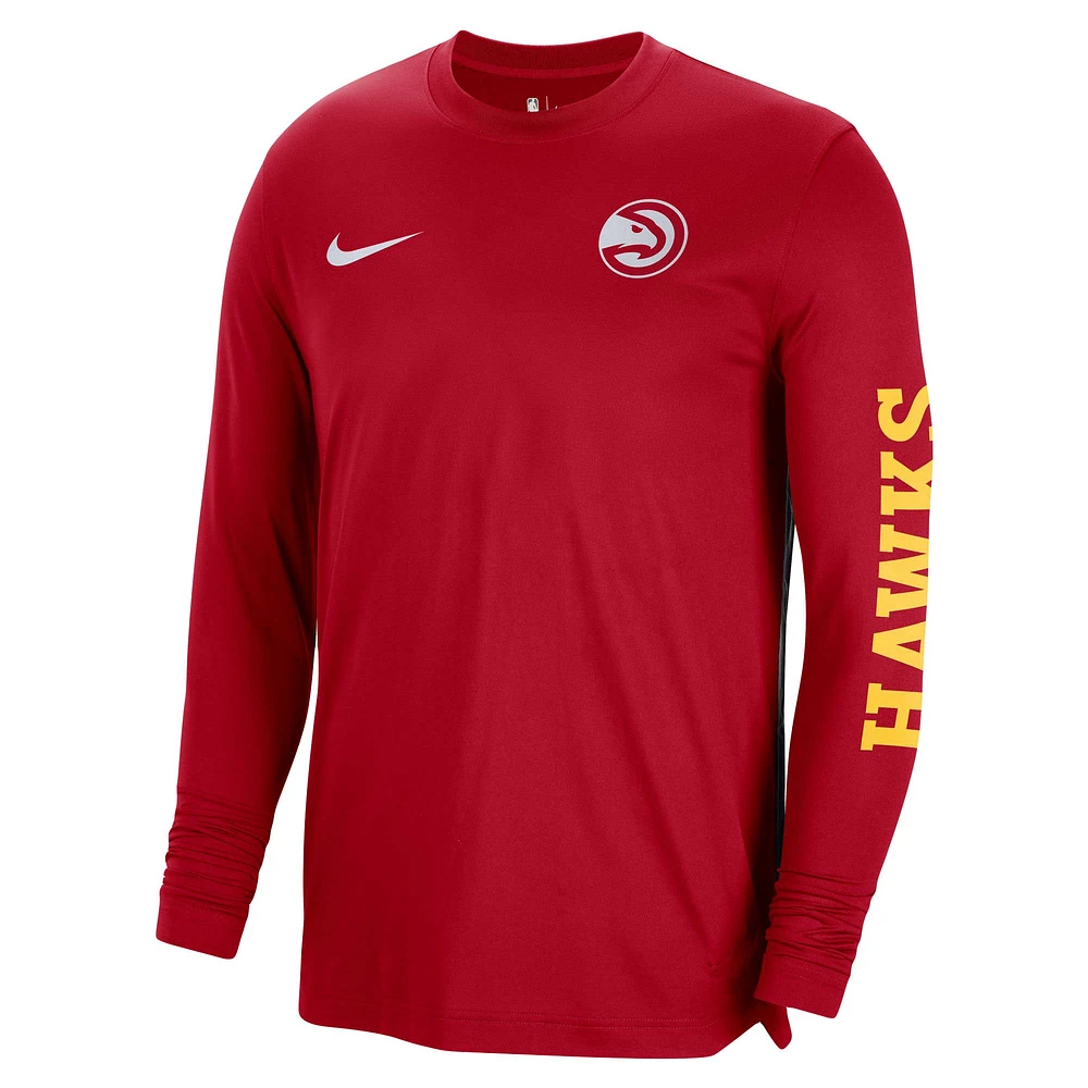Unisex Nike Red Atlanta Hawks 2023/24 Authentic Pregame Long Sleeve Shooting Shirt