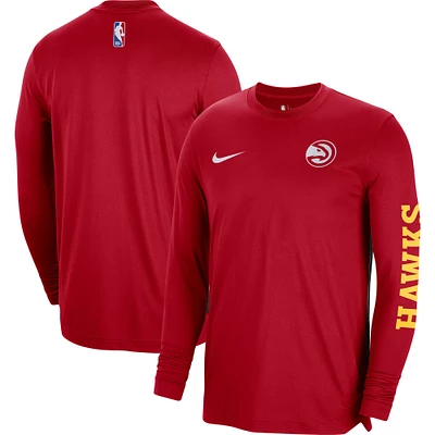 Unisex Nike Red Atlanta Hawks 2023/24 Authentic Pregame Long Sleeve Shooting Shirt