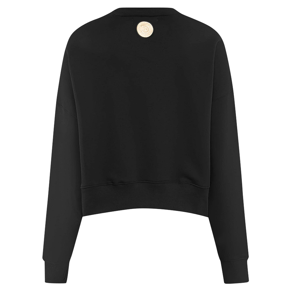 Women's Pro Standard  Black Atlanta Hawks Glam Cropped Pullover Sweatshirt