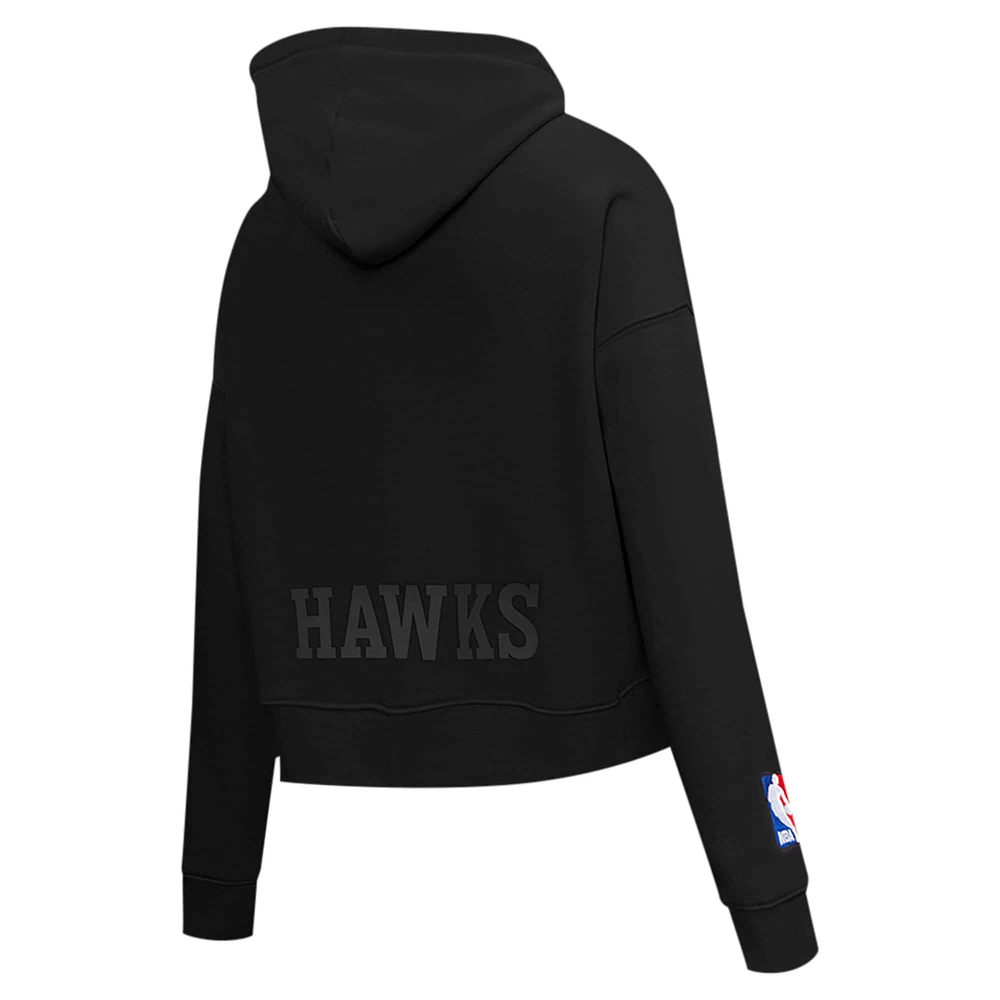 Women's Pro Standard Black Atlanta Hawks Jewels Cropped Pullover Hoodie