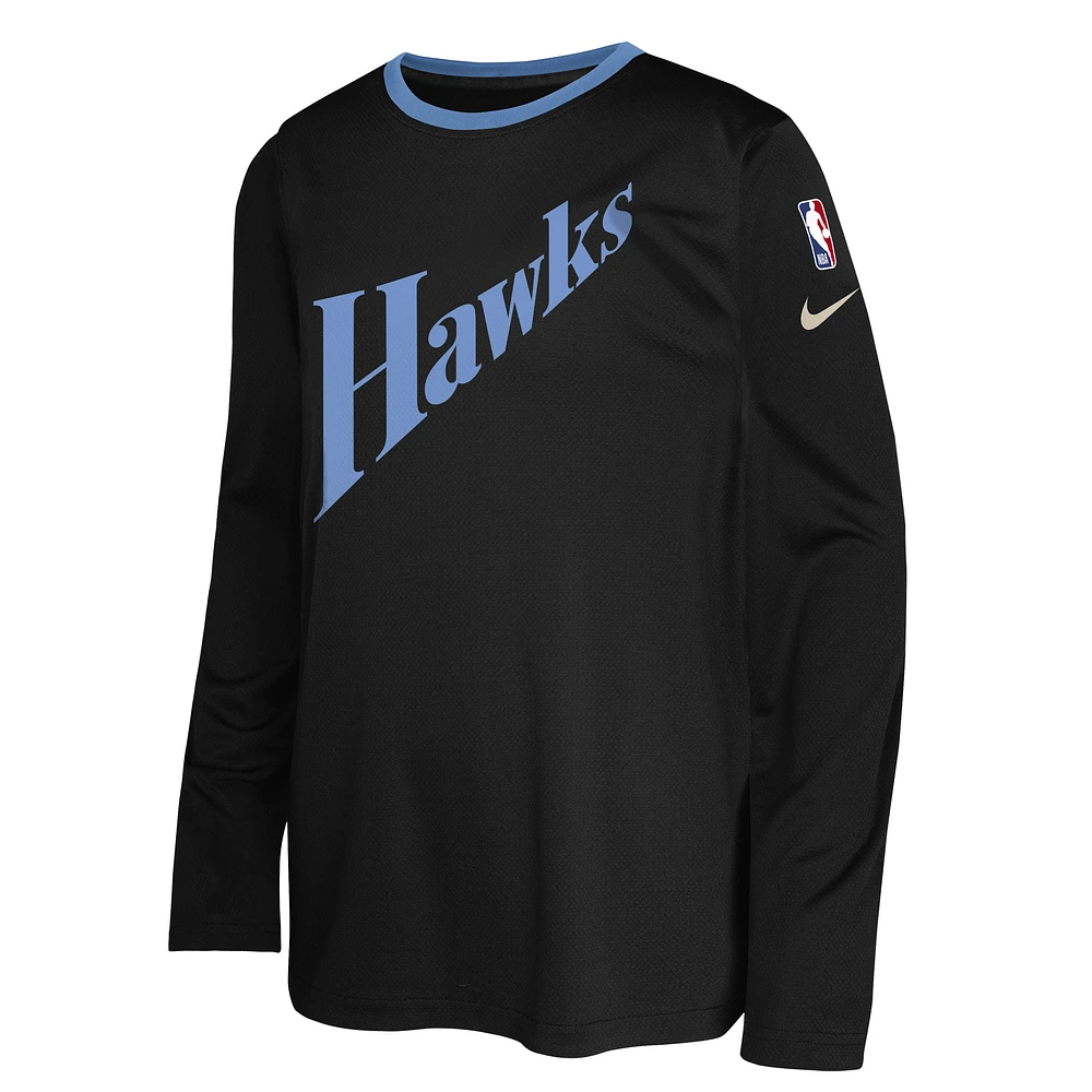 T-shirt de tir à manches longues Nike Atlanta Hawks City Edition 2024/25 pour jeunes - Noir