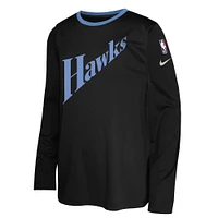 T-shirt de tir à manches longues Nike Atlanta Hawks City Edition 2024/25 pour jeunes - Noir
