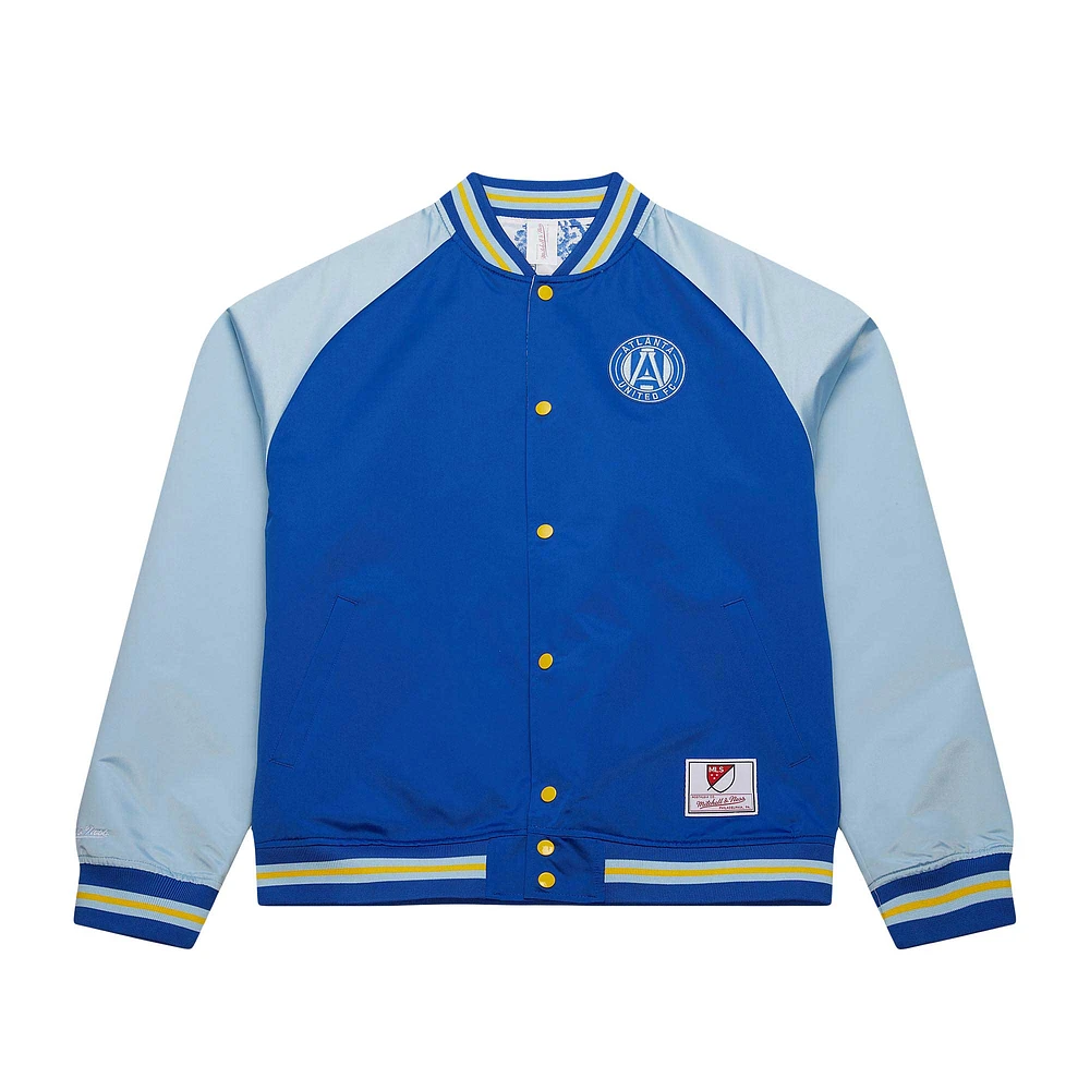 Men's Mitchell & Ness Blue/White Atlanta United FC Resurgens Reversible Raglan Full-Snap Jacket