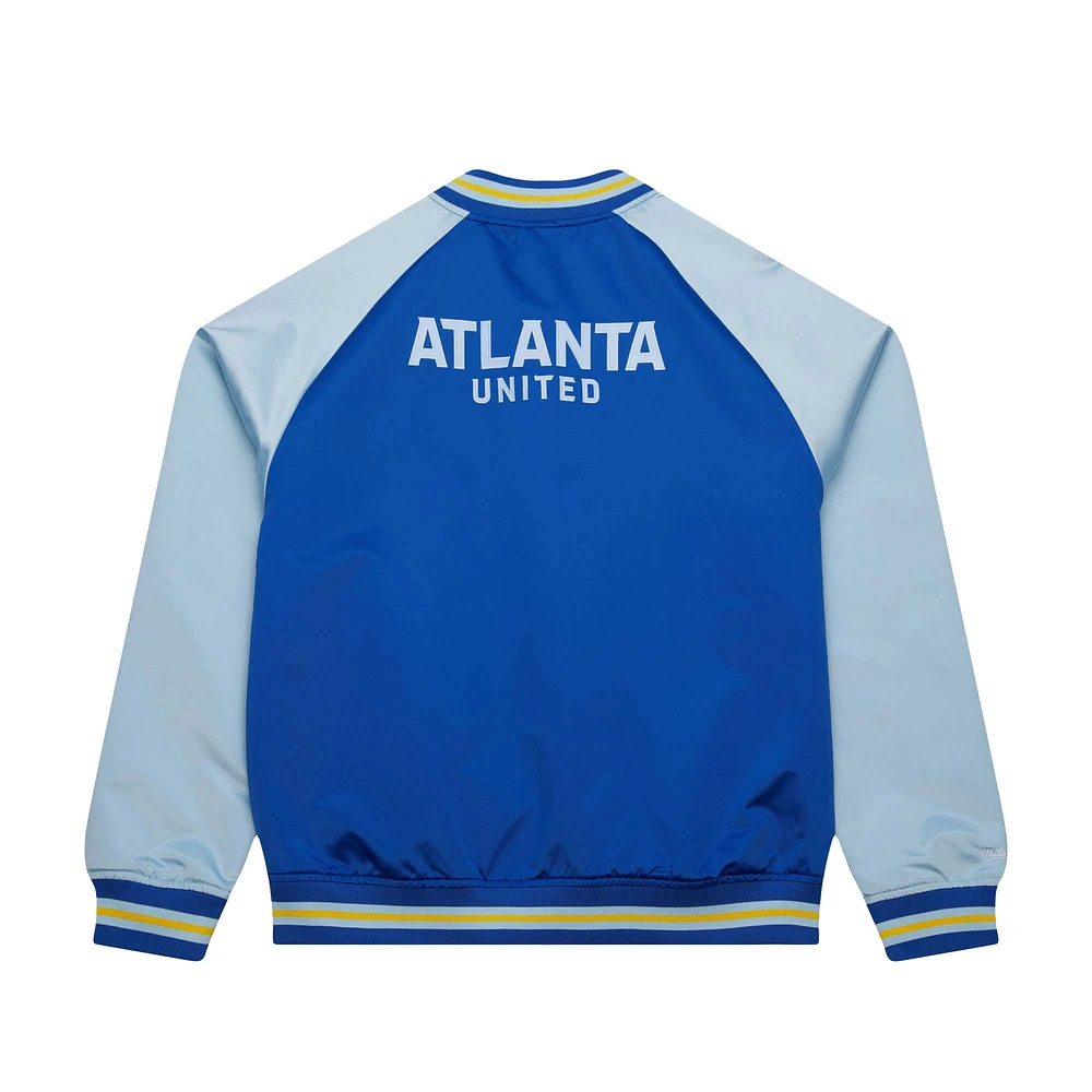 Men's Mitchell & Ness Blue/White Atlanta United FC Resurgens Reversible Raglan Full-Snap Jacket