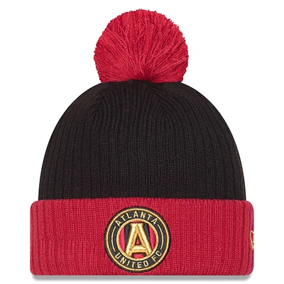 Bonnet tricoté à revers et pompon Atlanta United FC 2025 Jersey Hook noir/rouge pour homme New Era