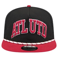 Men's New Era Black Atlanta United FC Throwback Golfer Snapback Hat
