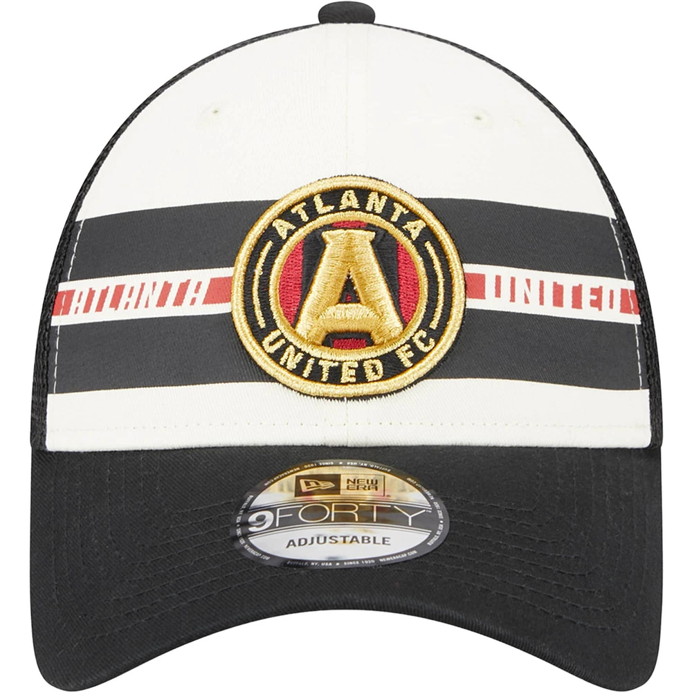 Casquette Snapback New Era Atlanta United FC Team Stripes 9FORTY blanche/noire pour homme
