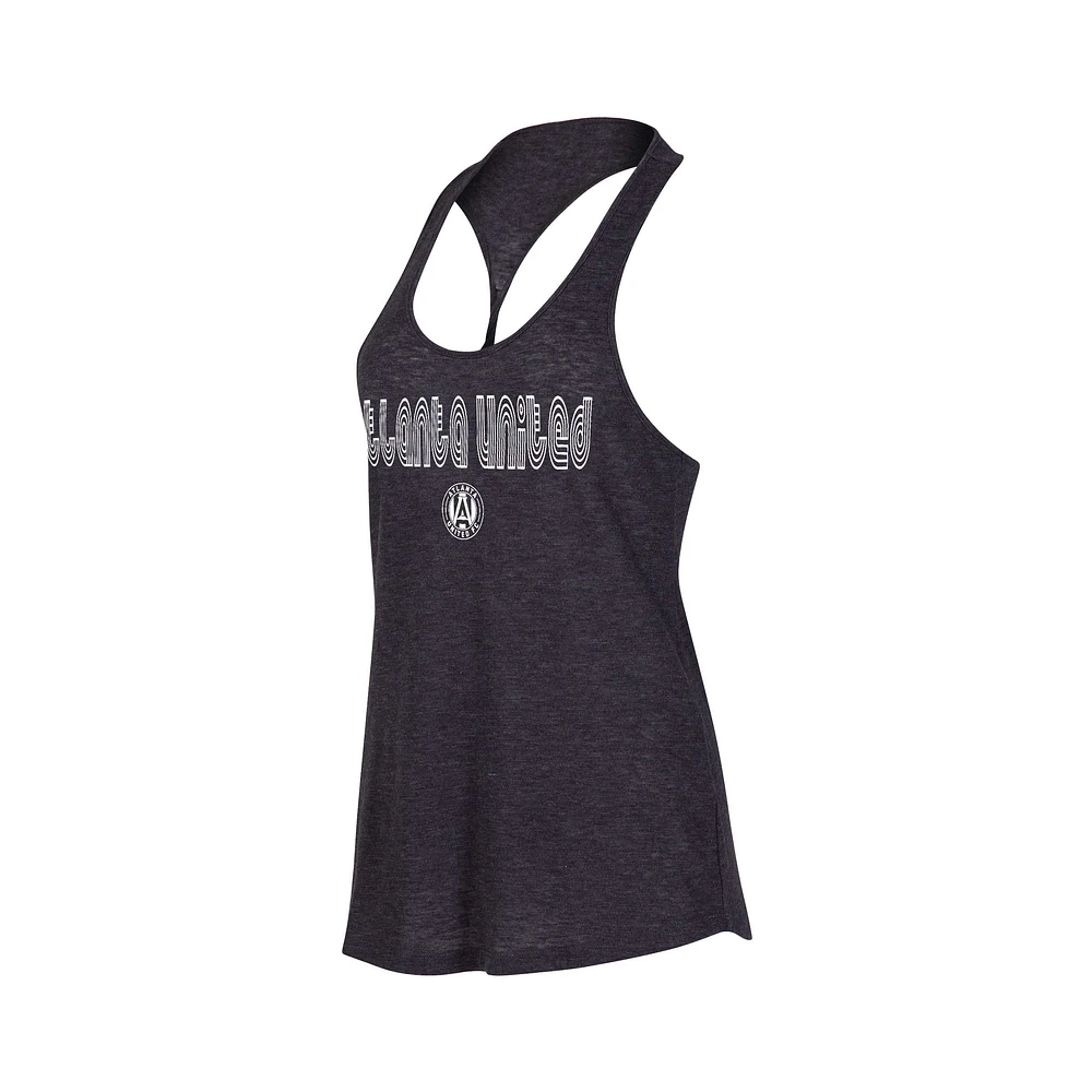 Concepts Sport Heather Charcoal Atlanta United FC Débardeur à encolure dégagée dans le dos torsadé pour femme