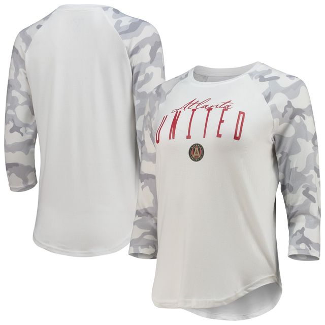 Haut raglan à manches 3/4 en composite Atlanta United FC Concepts Sport pour femme, blanc/gris