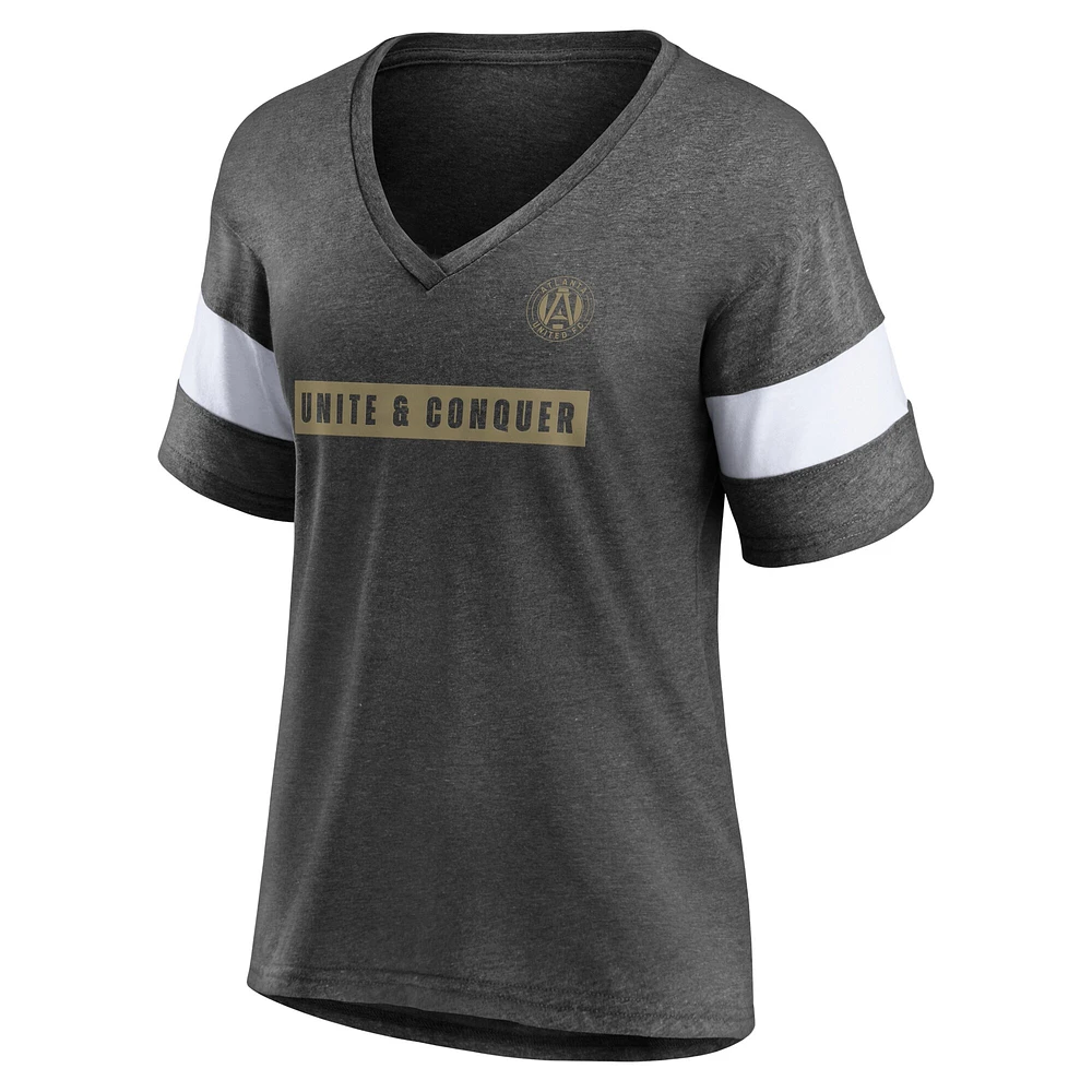 Women's Fanatics Heathered Charcoal Atlanta United FC Tri-Blend V-Neck T-Shirt