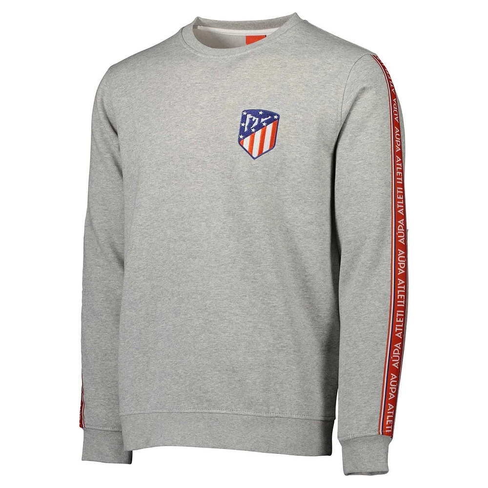 Men's Heather Gray Atletico de Madrid Taped Pullover Sweatshirt