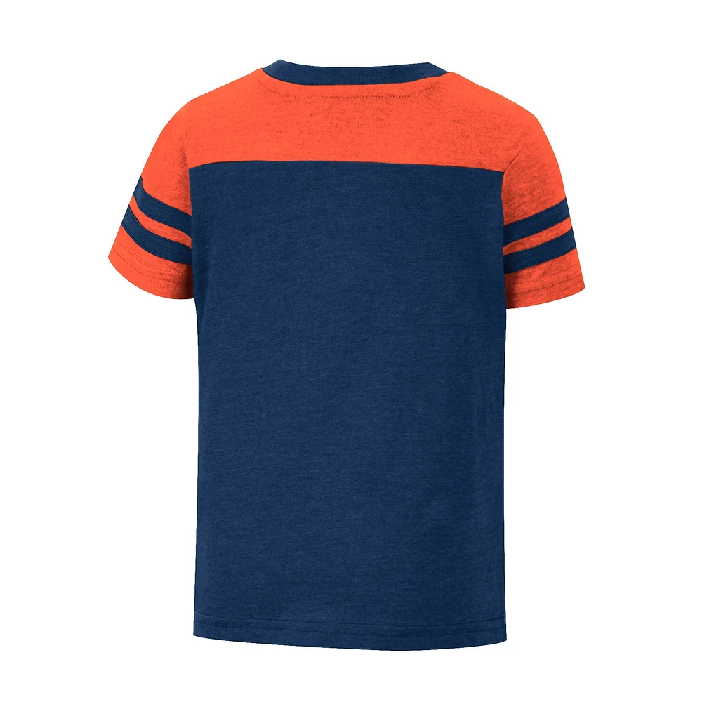 Girls Toddler Colosseum Navy/Orange Auburn Tigers Piecrust Promise Striped V-Neck T-Shirt