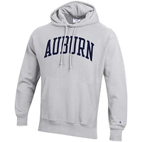 Men's Champion Heathered Gray Auburn Tigers Team Arch Reverse Weave Pullover Hoodie