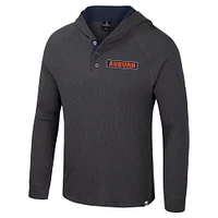 T-shirt à capuche manches longues Henley pour homme Colosseum Charcoal Auburn Tigers Dujour Ralgan
