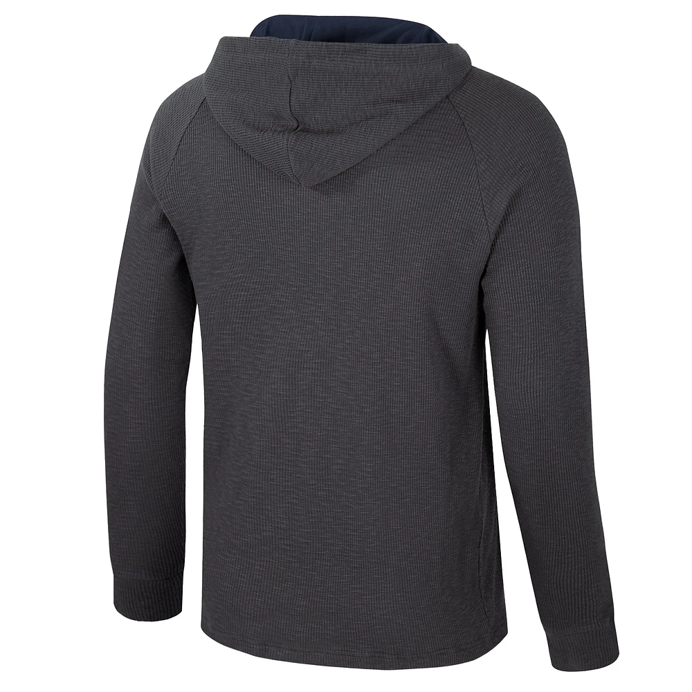 T-shirt à capuche manches longues Henley pour homme Colosseum Charcoal Auburn Tigers Dujour Ralgan