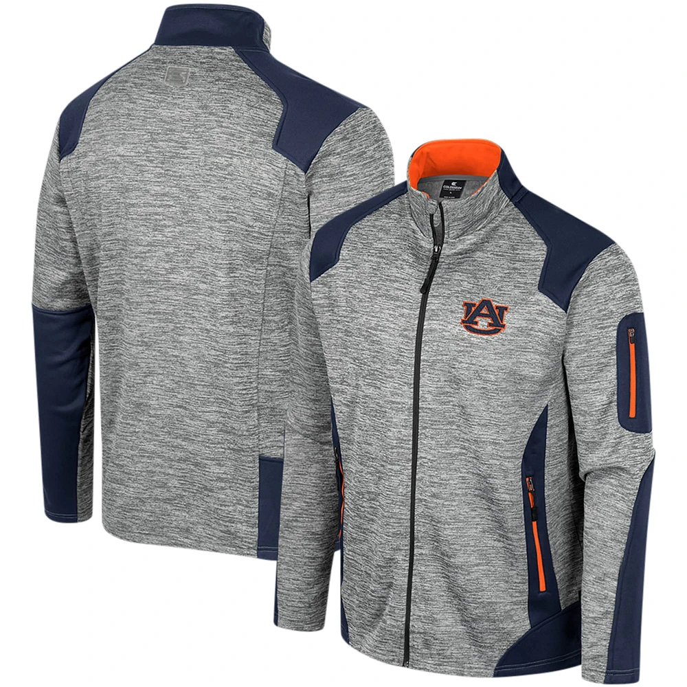 Veste entièrement zippée Colosseum Grey Auburn Tigers Silberman Color Block pour hommes