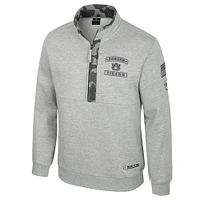 Men's Colosseum Heather Gray Auburn Tigers OORAH OHT Military Appreciation Fleece Quarter-Zip Jacket