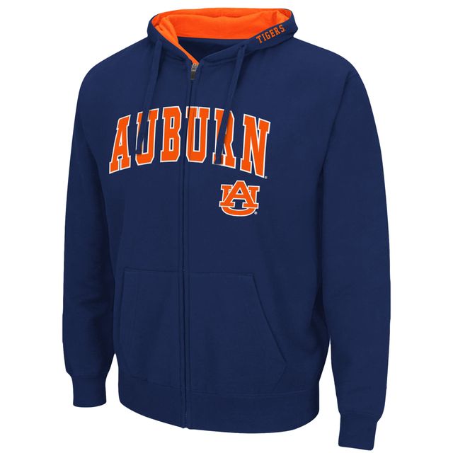 Sweat à capuche entièrement zippé Colosseum Navy Auburn Tigers Arch & Logo 3.0 pour homme