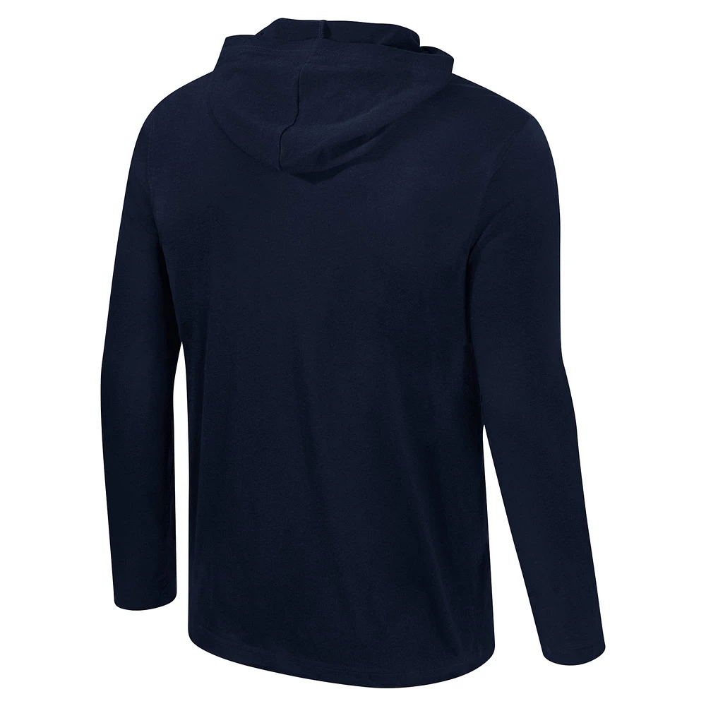 Men's Colosseum Navy Auburn Tigers Color Pop Active Blend 2-Hit Long Sleeve Hooded T-Shirt