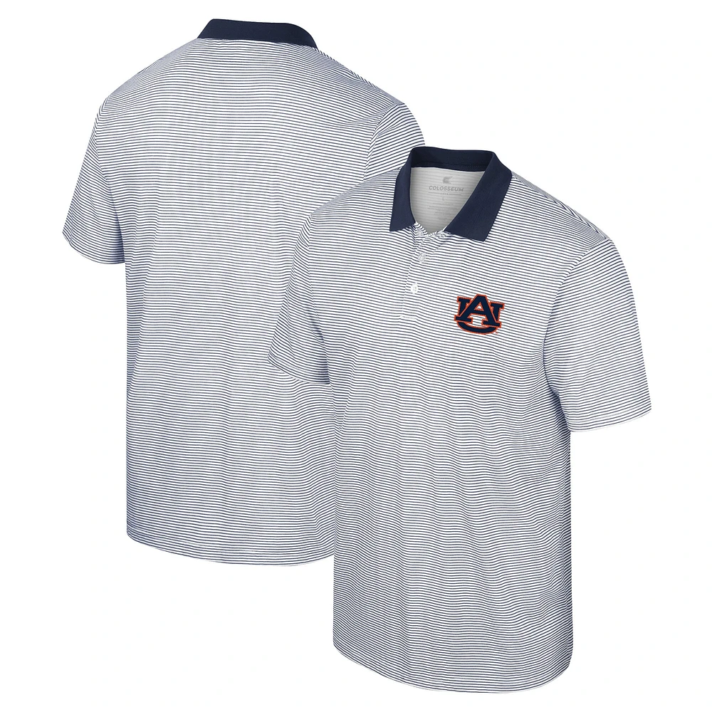 Men's Colosseum White/Navy Auburn Tigers Print Stripe Polo