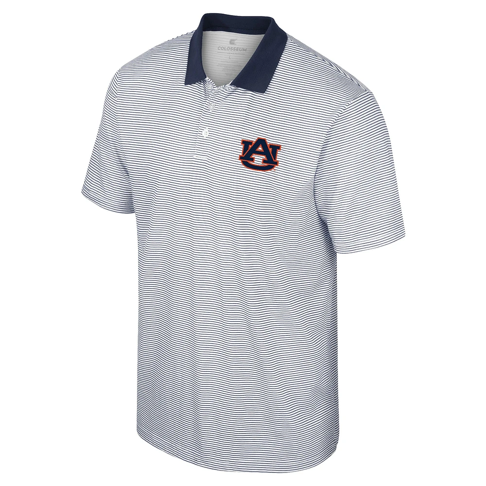 Men's Colosseum White/Navy Auburn Tigers Print Stripe Polo
