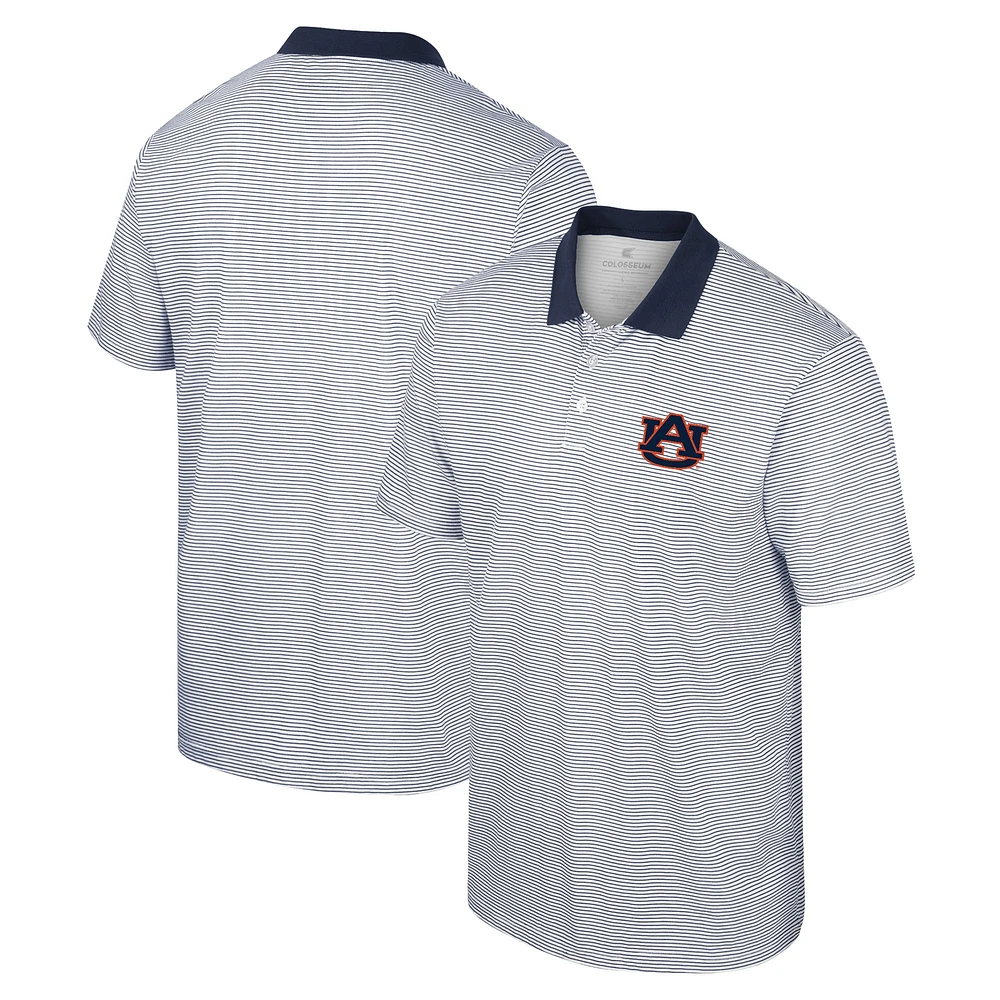 Men's Colosseum White/Navy Auburn Tigers Print Stripe Polo