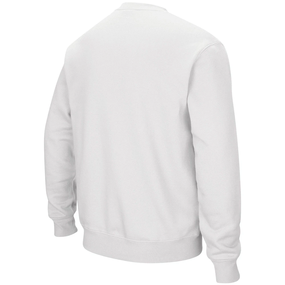 Men's Colosseum White Auburn Tigers Arch & Logo Crew Neck Sweatshirt