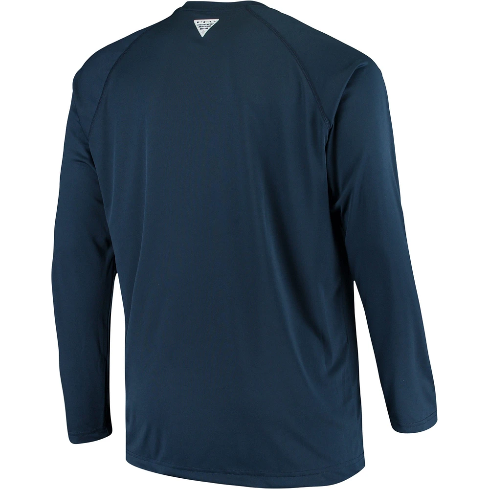 Men's Columbia Navy Auburn Tigers Big & Tall Terminal Tackle Long Sleeve Omni-Shade T-Shirt