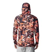 Men's Columbia Navy Auburn Tigers PFG Terminal Tackle Omni-Shade Rippled Long Sleeve Hooded T-Shirt