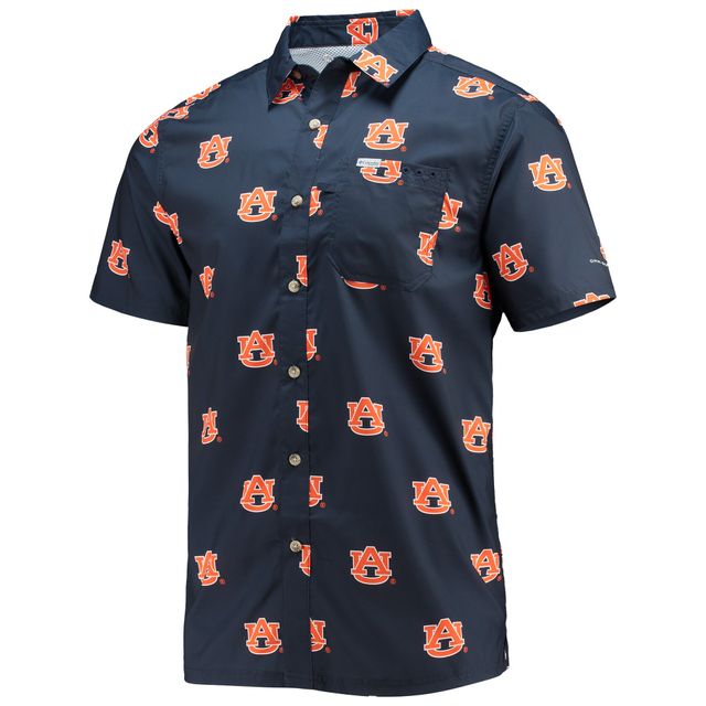 Chemise boutonnée pour homme Columbia Navy Auburn Tigers Super Slack Tide Omni-Shade