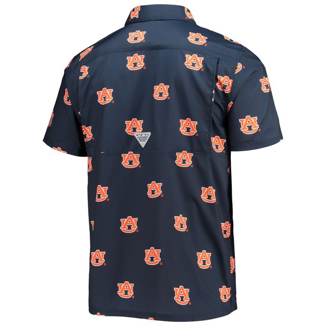 Chemise boutonnée pour homme Columbia Navy Auburn Tigers Super Slack Tide Omni-Shade
