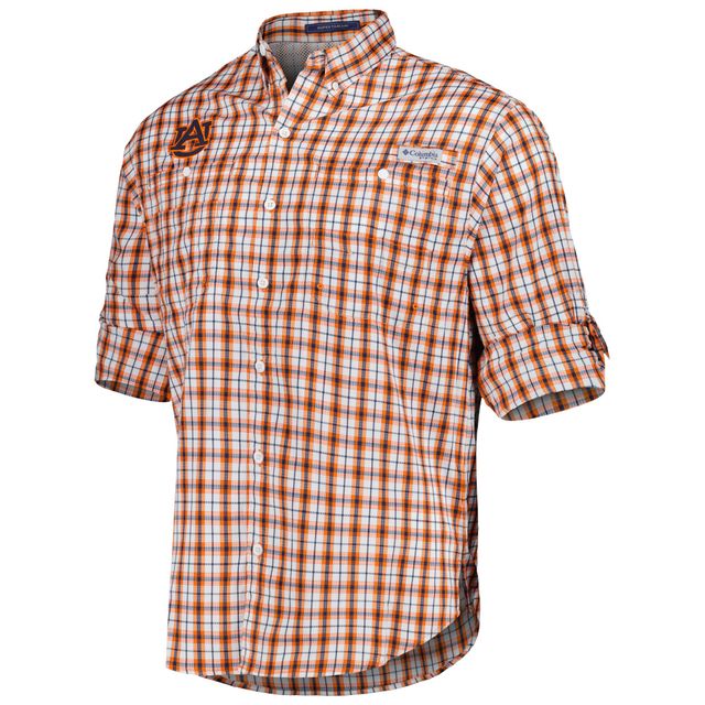 Chemise boutonnée à manches longues Columbia Orange Auburn Tigers Super Tamiami Omni-Wick pour homme