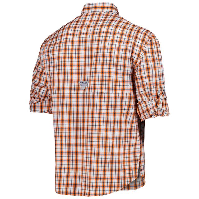 Chemise boutonnée à manches longues Columbia Orange Auburn Tigers Super Tamiami Omni-Wick pour homme