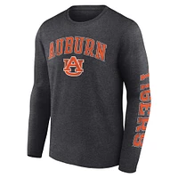 T-shirt à manches longues avec logo en détresse pour hommes Fanatics Heather Charcoal Auburn Tigers