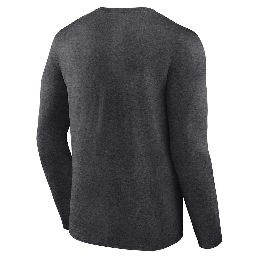 T-shirt à manches longues avec logo en détresse pour hommes Fanatics Heather Charcoal Auburn Tigers