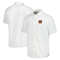 Chemise boutonnée Tommy Bahama White Auburn Tigers Coconut Point Palm Vista IslandZone Camp pour hommes