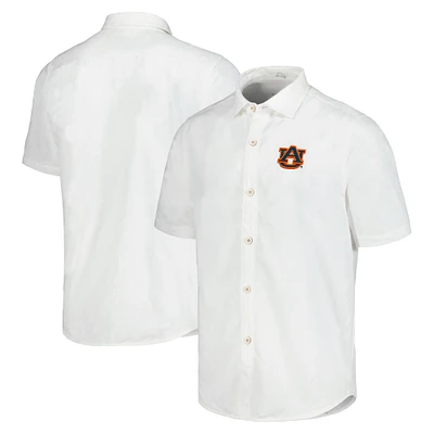 Chemise boutonnée Tommy Bahama White Auburn Tigers Coconut Point Palm Vista IslandZone Camp pour hommes