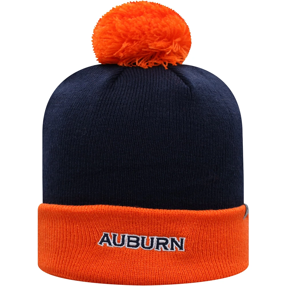 Men's Top of the World Navy/Orange Auburn Tigers Core 2-Tone Cuffed Knit Hat with Pom