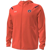 Men's Under Armour Orange Auburn Tigers Unstoppable Performance Fleece Hoodie Half-Zip Jacket