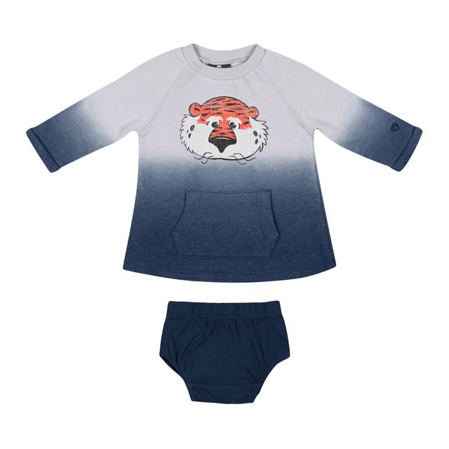 Nouveau-né et bébé Colosseum Gris/Marine Auburn Tigers Hand Ombre Dress & Bloomer Set