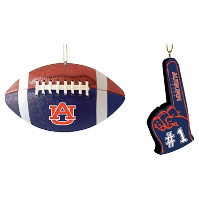 The Memory Company Auburn Tigers Two-Pack Football & Foam Finger Ornament Set