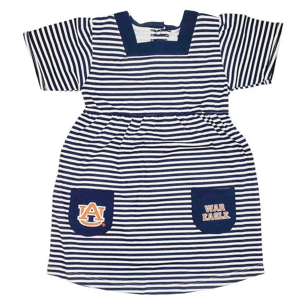 Toddler Little King Navy Auburn Tigers Striped Dress with Pockets