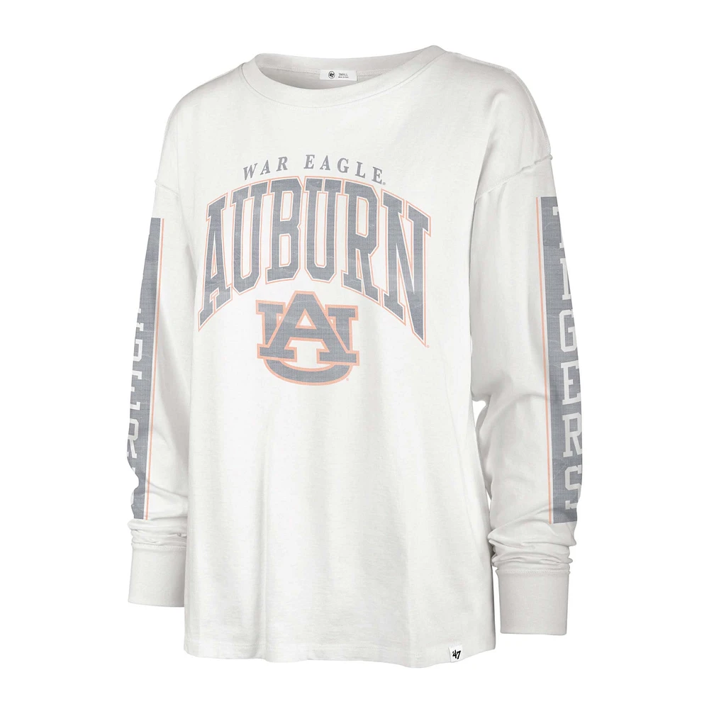 Women's '47 Cream Auburn Tigers Statement SOA 3-Hit Long Sleeve T-Shirt