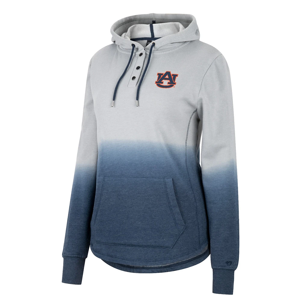 Women's Colosseum Gray/Navy Auburn Tigers Aurelia Dip-Dye Quarter-Snap Pullover Hoodie