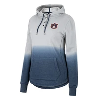 Women's Colosseum Gray/Navy Auburn Tigers Aurelia Dip-Dye Quarter-Snap Pullover Hoodie