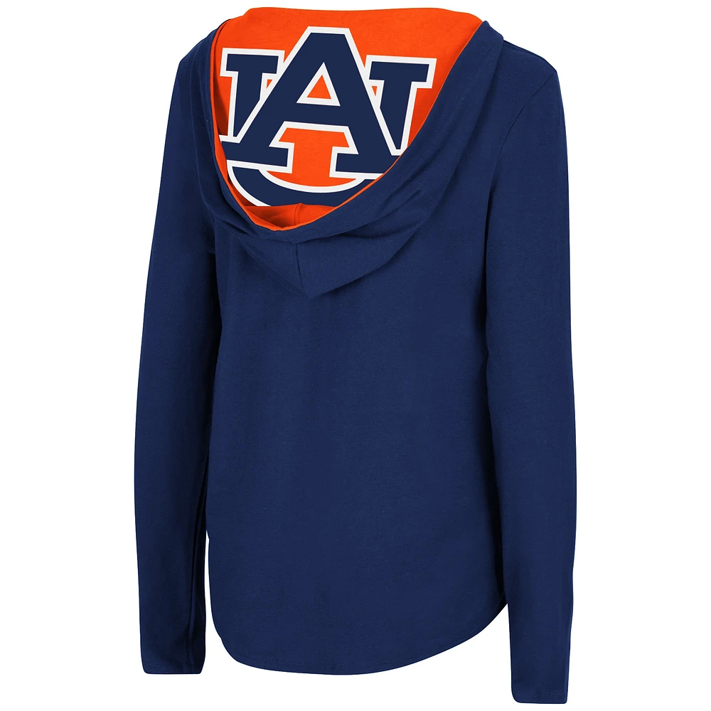 Women's Colosseum Navy Auburn Tigers Catalina Hoodie Long Sleeve T-Shirt