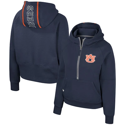 Women's Colosseum Navy Auburn Tigers Margo Raglan Half-Zip Hoodie