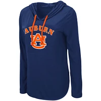 Women's Colosseum Navy Auburn Tigers My Lover Lightweight Hooded Long Sleeve T-Shirt